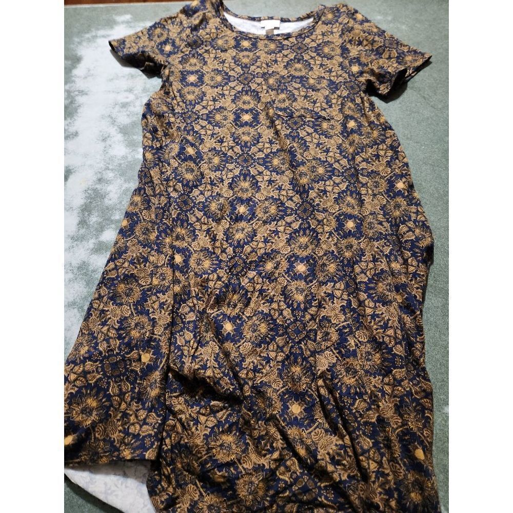 Lularoe blue&gold Carly dress sz XXS